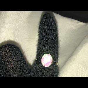 Silver plated opal style ring